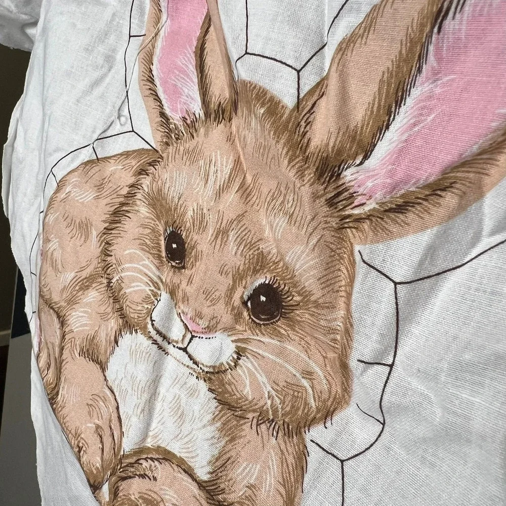 Vintage Bunny Cut Sew Fabric Panel Rabbit Plush Craft Kit 8 Inch Toy Pillow